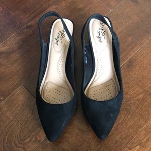 Pointed Toe Black Strapped Heels